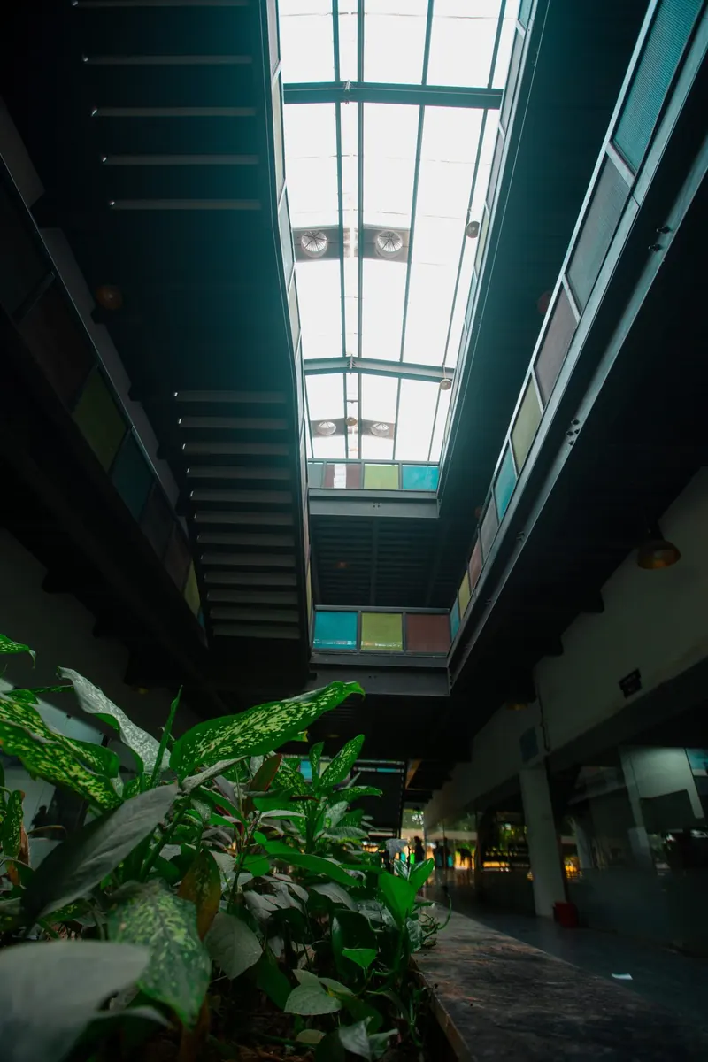 Skylit atrium on the campus